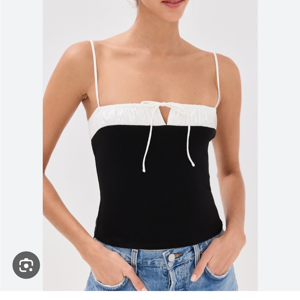 Reformation Black and White Spaghetti Strap Tank Top